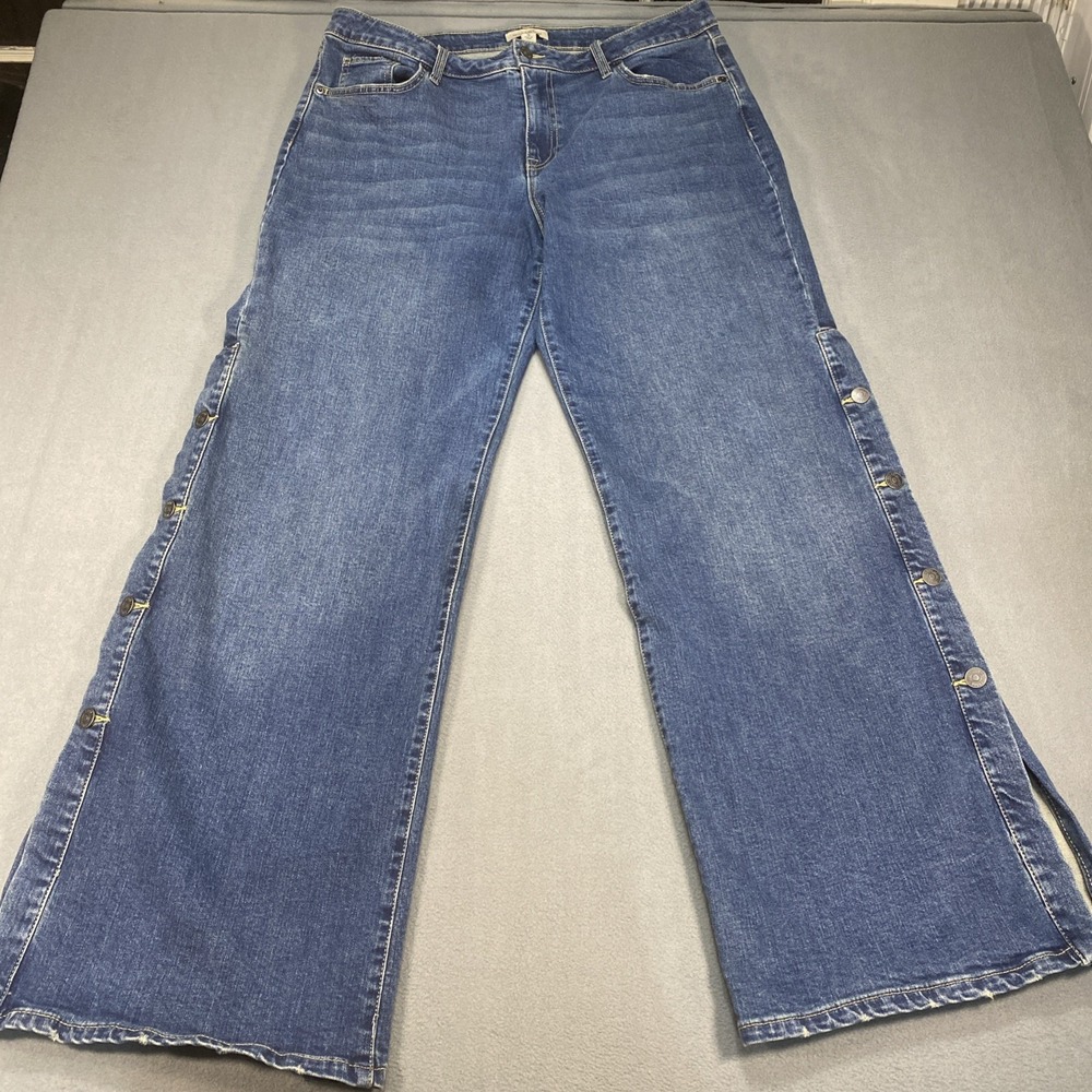Nili Lotan X Target Wide Leg Jeans Women's Size 16 Snap Button Sides Baggy